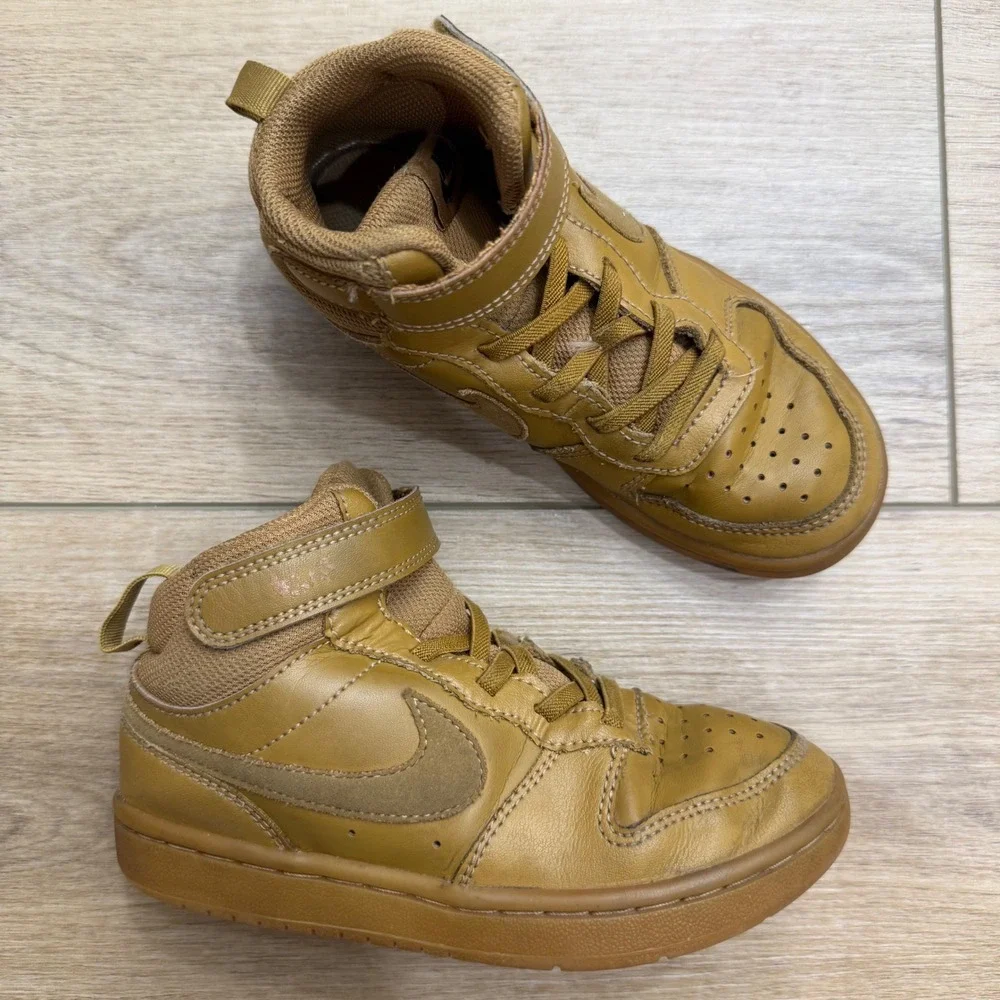 Nike Court Borough Mid 2 Wheat Gum Kids Sneakers CD7783-701 Size 13C
